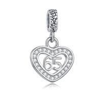 FGT 13, 16, 18, 21, 30, 40, 50, 60, 65, 70 ciondoli a forma di cuore, adatti per braccialetti Pandora, anniversari, Natale, compleanni, regali per donne e figlie, Misura unica, Metallo, Non pietra