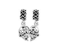 FGT 2 ciondoli a forma di cuore, per zia, nonna, nipote, sorella, nipote, compatibile con braccialetti Pandora, compleanni, Natale, Rame, Nessuna pietra preziosa