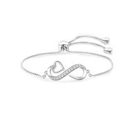 FGT Braccialetto da donna in argento e oro rosa, con simbolo dell'infinito e cuore, regalo per Natale, compleanno, regalo per figlia, madre, nonna, regolabile, in acciaio inox, Misura unica, Metallo