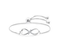 FGT Braccialetto da donna in argento e oro rosa, con simbolo dell'infinito e cuore, regalo per Natale, compleanno, regalo per figlia, madre, nonna, regolabile, in acciaio inox, Misura unica, Metallo