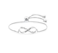 FGT Braccialetto da donna in argento e oro rosa, con simbolo dell'infinito e cuore, regalo per Natale, compleanno, regalo per figlia, madre, nonna, regolabile, in acciaio inox, Misura unica, Metallo
