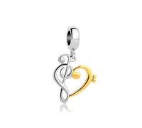 FGT Charm con note musicali di alto basso, compatibile con braccialetti Pandora, idea regalo per donne, ragazze, sorelle, fidanzate, mogli, cugini, nipote, Zirconia cubica, Nessuna pietra preziosa