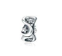 FGT Charm distanziatore a forma di luna e stella, compatibile con braccialetti Pandora Moments, festa della mamma, donna, mamma, figlia, S925
