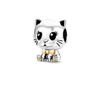 FGT Charm per ragazze e donne, per gatti, per bracciali, collane, ciondoli, compatibile con braccialetti Pandora, idea regalo per figlia, festa della mamma, Zirconia cubica, Nessuna pietra preziosa