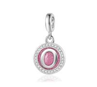 FGT Charm rosa scintillante con iniziale A-Z, compatibile con braccialetti Pandora, Natale, compleanno, nome personalizzato, regalo per donne, famiglia, figlia, sorella, Misura unica, Metallo, Nessuna