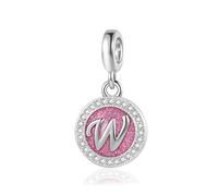FGT Charm rosa scintillante con iniziale A-Z, compatibile con braccialetti Pandora, Natale, compleanno, nome personalizzato, regalo per donne, famiglia, figlia, sorella, Misura unica, Metallo, Nessuna