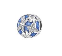 FGT Charm scintillante a forma di libellula floreale, compatibile con braccialetti Pandora Moments e zirconia cubica, Misura unica, Rame, Nessuna pietra preziosa