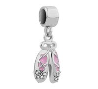 FGT Chausson,Charm per braccialetti e collane con ballerino, compatibile con braccialetti Pandora, idea regalo per donne, ragazze, mamma, famiglia, figlia, Zirconia cubica, Nessuna pietra preziosa