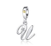 FGT Ciondoli a forma di lettera iniziale dalla A alla Z, per bracciali, collane, ciondoli, compatibile con braccialetti Pandora, nome dell'alfabeto, cuore, regalo per donne, Metallo, Zirconia cubica