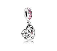 FGT - Ciondolo a Forma di Albero genealogico Rosa per Braccialetti con Ciondolo a Forma di Cuore, Albero della Vita, Incisione You And Me, Zirconia cubica Rosa