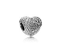 FGT Ciondolo a forma di cuore con ali d'angelo, compatibile con braccialetti Pandora Moments, compleanno, San Valentino, amore, speranza, proteggere, donne S925