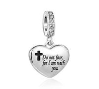 FGT Ciondolo a forma di cuore con croce compatibile con braccialetti Pandora con versetto della Bibbia, religione, cristiano, Gesù, Isaia, Matteo