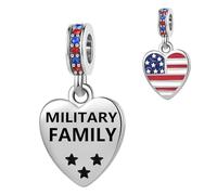 FGT Ciondolo a forma di cuore militare con scritta "I Love U.S.A", compatibile con braccialetti Pandora, Patriot, famiglia, Natale, compleanno, regalo per donne, sorella, papà, moglie, mamma, Misura