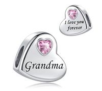 FGT Ciondolo a forma di cuore rosa con scritta "I Love You Forever", compatibile con braccialetti Pandora, regalo di Natale e compleanno, per donne, amici, figlia, mamma, moglie, nipote, Misura unica