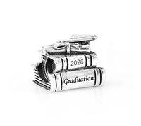 FGT Ciondolo a forma di libro di diploma di laurea, adatto per braccialetti Pandora, idea regalo per figlia, sorella, nipote, donne, laurea, Misura unica, Rame Zirconia cubica, Zirconia cubica