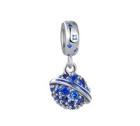 FGT Ciondolo a forma di pianeta celeste con zirconia cubica blu, compatibile con braccialetti Pandora, Misura unica, Rame, Nessuna pietra preziosa