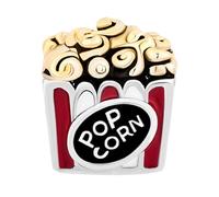 FGT Ciondolo a forma di popcorn compatibile con braccialetti Pandora, per la notte del cinema, per donne, figlia, compleanno, bicolore rosso oro, Rame, Nessuna pietra preziosa