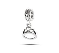FGT Ciondolo a forma di tiara con corona Queen My Princess, compatibile con braccialetti Pandora, donne, mogli, ragazze, figlia, fidanzata, compleanno, Zirconia cubica, Zirconia cubica