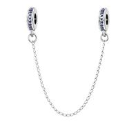 FGT Ciondolo con catena di sicurezza con pietre portafortuna in zirconia cubica, compatibile con braccialetti Pandora, regalo di Natale, compleanno, regalo per figlia, donna, blu, viola, rosa, rosso