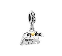 FGT Ciondolo da donna a forma di orso, compatibile con braccialetti Pandora Moments Mommy Bear Mum Mother Daughter Love, Rame, Nessuna pietra preziosa