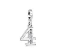 FGT Ciondolo in argento con numero 0, 1, 2, 3, 4, 5, 6, 7, 8, 9, compatibile con braccialetti Pandora, per Natale, anniversario, compleanno, regalo per donne, figlia, sorella, amica, One Size, Metallo