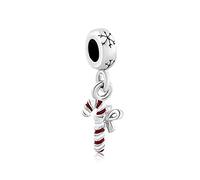 FGT Ciondolo natalizio per bracciali, collana, vacanze, inverno, compatibile con braccialetti Pandora, idea regalo per amicizia, donne, figlia, anniversario, Zirconia cubica, Nessuna pietra preziosa