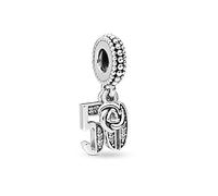 FGT Ciondolo per braccialetti Pandora, con numero portafortuna, regalo per donne, figlia, nonna, sorella, in argento Sterling, con numero 16, 18, 21, 30, 50, 60, Misura unica, Argento sterling