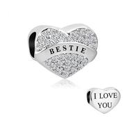 FGT Ciondolo scintillante a forma di cuore con scritta "I Love You", compatibile con braccialetti Pandora, regalo di Natale, amicizia, compleanno, per zia, figlia, nonna, mamma, nonna, sorella, moglie