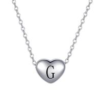 FGT Collana con ciondolo a forma di cuore in argento con lettera dalla A alla Z, regalo per San Valentino, compleanno, per donne, figlia, famiglia, in acciaio inox, Misura unica, Acciaio inossidabile