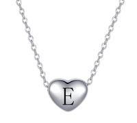 FGT Collana con ciondolo a forma di cuore in argento con lettera dalla A alla Z, regalo per San Valentino, compleanno, per donne, figlia, famiglia, in acciaio inox, Misura unica, Acciaio inossidabile