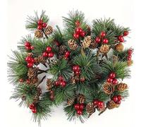 FGTOPBY Natale Rami di abete artificiali, 10 pezzi Rami di pino artificiali con bacche artificiali e pigne artificiali per decorazioni di alberi di Natale, ghirlande di Natale, decorazioni per le