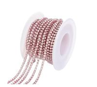 FGUJSUR 1/10Yard Rhinestone Chain Glitter Crystal Sew On Glue On Rhinestones for Clothes DIY Garment Accessories Trim Cup(Light Rose Crystal,10 Yards,SS6 2mm)