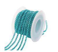 FGUJSUR 1/10Yard Rhinestone Chain Glitter Crystal Sew On Glue On Rhinestones for Clothes DIY Garment Accessories Trim Cup(Aquamarine,10 Yards,SS6 2mm)