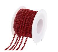 FGUJSUR 1/10Yard Rhinestone Chain Glitter Crystal Sew On Glue On Rhinestones for Clothes DIY Garment Accessories Trim Cup(Light Siam,1 Yard,SS8 2.5mm)