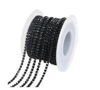 FGUJSUR 1/10Yard Rhinestone Chain Glitter Crystal Sew On Glue On Rhinestones for Clothes DIY Garment Accessories Trim Cup(Jet,1 Yard,SS8 2.5mm)