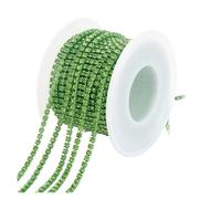 FGUJSUR 1/10Yard Rhinestone Chain Glitter Crystal Sew On Glue On Rhinestones for Clothes DIY Garment Accessories Trim Cup(Peridot,1 Yard,SS6 2mm)