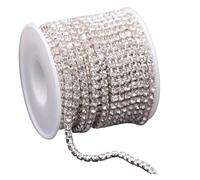 FGUJSUR 10 Iarde/Lotto Catena di Strass Cristallo Chiusura in Argento da Cucire sulla della Tazza for Accessori Ornamento Abbigliamento(Ss12 10yards)