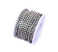 FGUJSUR 10 Yard Strass Rifiniture Pietra Tazza Catena Oro Diamante Applique Decorativo di Cristallo for Abiti(Black Crystal AB,5Yard,SS12)