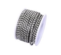 FGUJSUR 10 Yard Strass Rifiniture Pietra Tazza Catena Oro Diamante Applique Decorativo di Cristallo for Abiti(Black Crystal,10Yard,SS12)