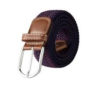 FGUJSUR 107cm 120cm 130cm Unisex Casual Knitted Pin Buckle Belt Woven Canvas Elastic Expandable Stretch Belts For Women Men Girdle(FB 3.3cmX107cm,Blue jian red)