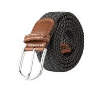 FGUJSUR 107cm 120cm 130cm Unisex Casual Knitted Pin Buckle Belt Woven Canvas Elastic Expandable Stretch Belts For Women Men Girdle(FB 3.3cmX120CM,Dark gray)