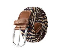 FGUJSUR 107cm 120cm 130cm Unisex Casual Knitted Pin Buckle Belt Woven Canvas Elastic Expandable Stretch Belts For Women Men Girdle(FB 3.3cmX107cm,Beige coffee blue)