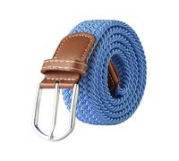 FGUJSUR 107cm 120cm 130cm Unisex Casual Knitted Pin Buckle Belt Woven Canvas Elastic Expandable Stretch Belts For Women Men Girdle(FB 3.3cmX107cm,Sky blue)