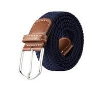 FGUJSUR 107cm 120cm 130cm Unisex Casual Knitted Pin Buckle Belt Woven Canvas Elastic Expandable Stretch Belts For Women Men Girdle(FB 3.3cmX120CM,Deep blue)