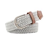FGUJSUR 2.5cmx100cm Unisex Extended Elastic Knitted Thin Belt Women's Needle Button Canvas Jeans Student For Women(Light gray)