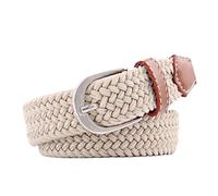 FGUJSUR 2.5cmx100cm Unisex Extended Elastic Knitted Thin Belt Women's Needle Button Canvas Jeans Student For Women(Light khaki)