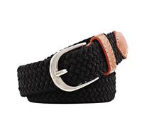 FGUJSUR 2.5cmx100cm Unisex Extended Elastic Knitted Thin Belt Women's Needle Button Canvas Jeans Student For Women(Black)