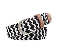 FGUJSUR 2.5cmx100cm Unisex Extended Elastic Knitted Thin Belt Women's Needle Button Canvas Jeans Student For Women(Black white)