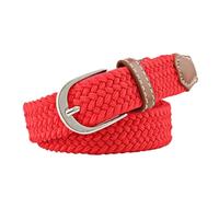 FGUJSUR 2.5cmx100cm Unisex Extended Elastic Knitted Thin Belt Women's Needle Button Canvas Jeans Student For Women(Red)