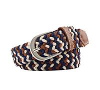 FGUJSUR 2.5cmx100cm Unisex Extended Elastic Knitted Thin Belt Women's Needle Button Canvas Jeans Student For Women(Beige coffee blue)